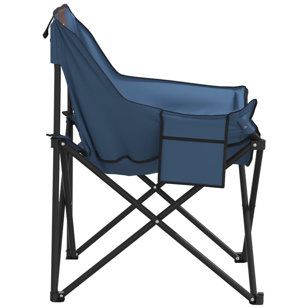 Campingstoelen 2 st met vakje inklapbaar blauw