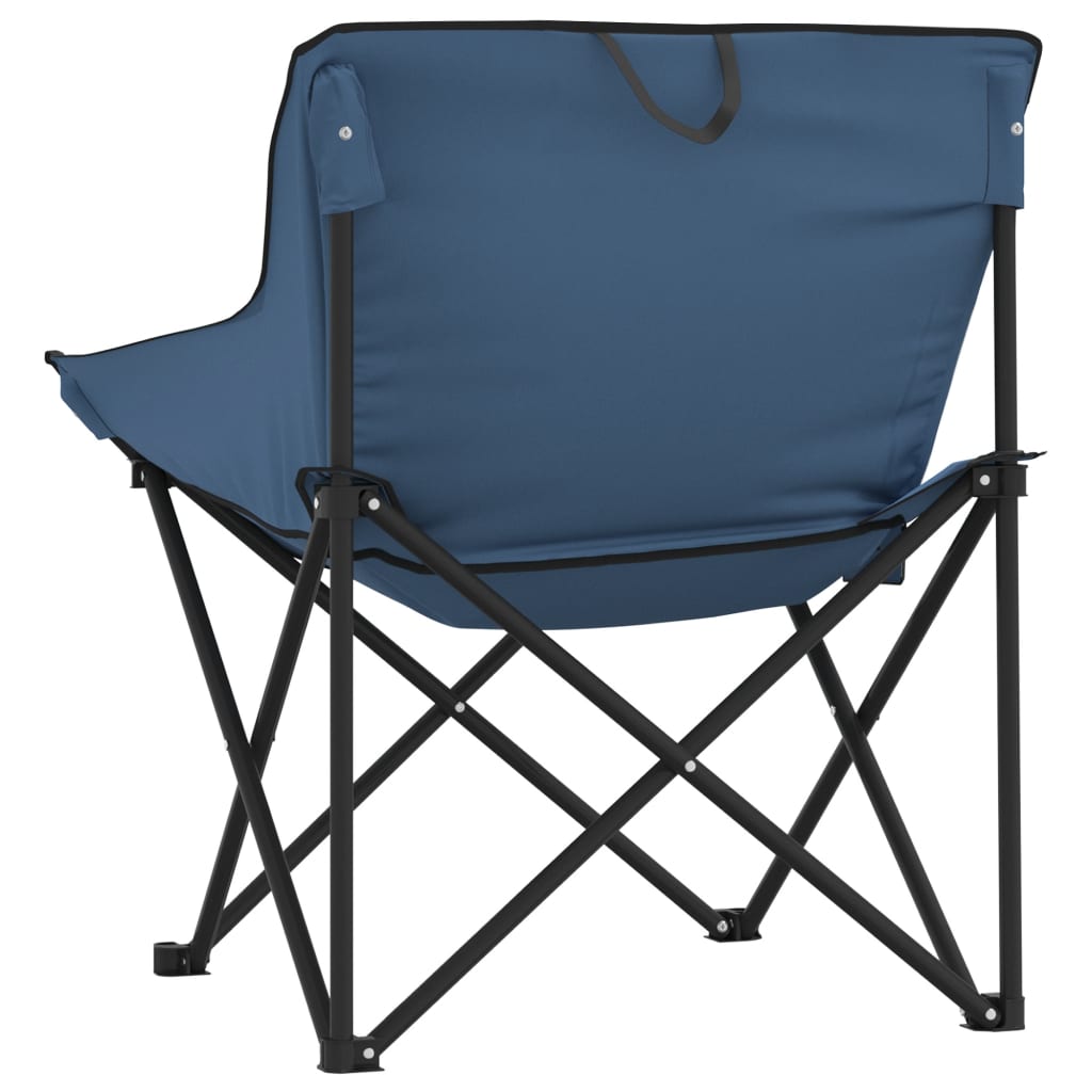 Campingstoelen 2 st met inklapbaar blauw