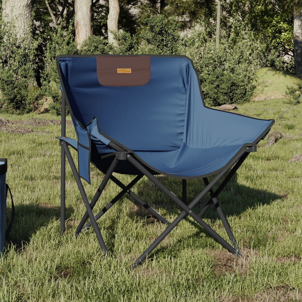 Campingstoelen 2 st met vakje inklapbaar blauw