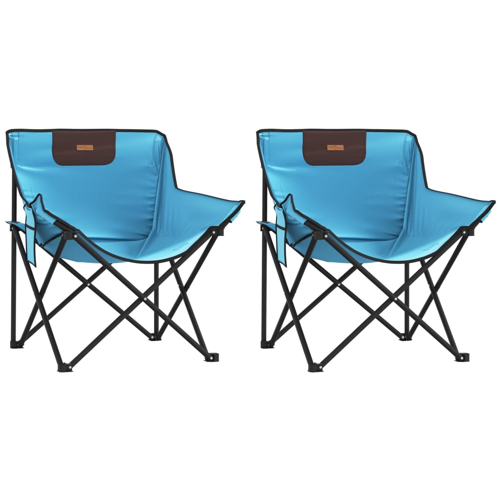 Campingstoelen 2 st met vakje inklapbaar felblauw