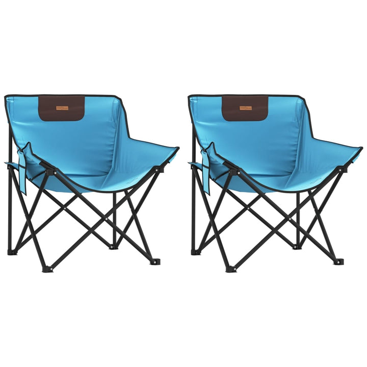 Campingstoelen 2 st met inklapbaar felblauw