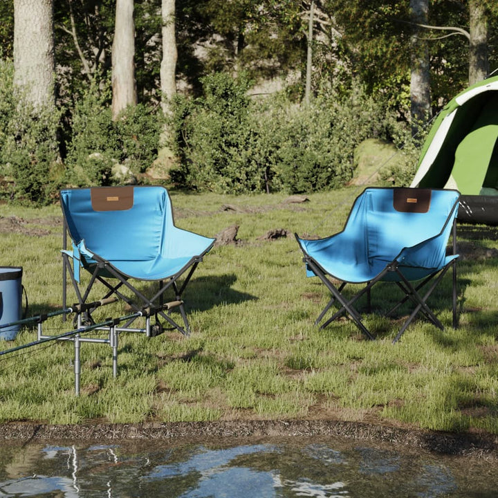 Campingstoelen 2 st met vakje inklapbaar felblauw