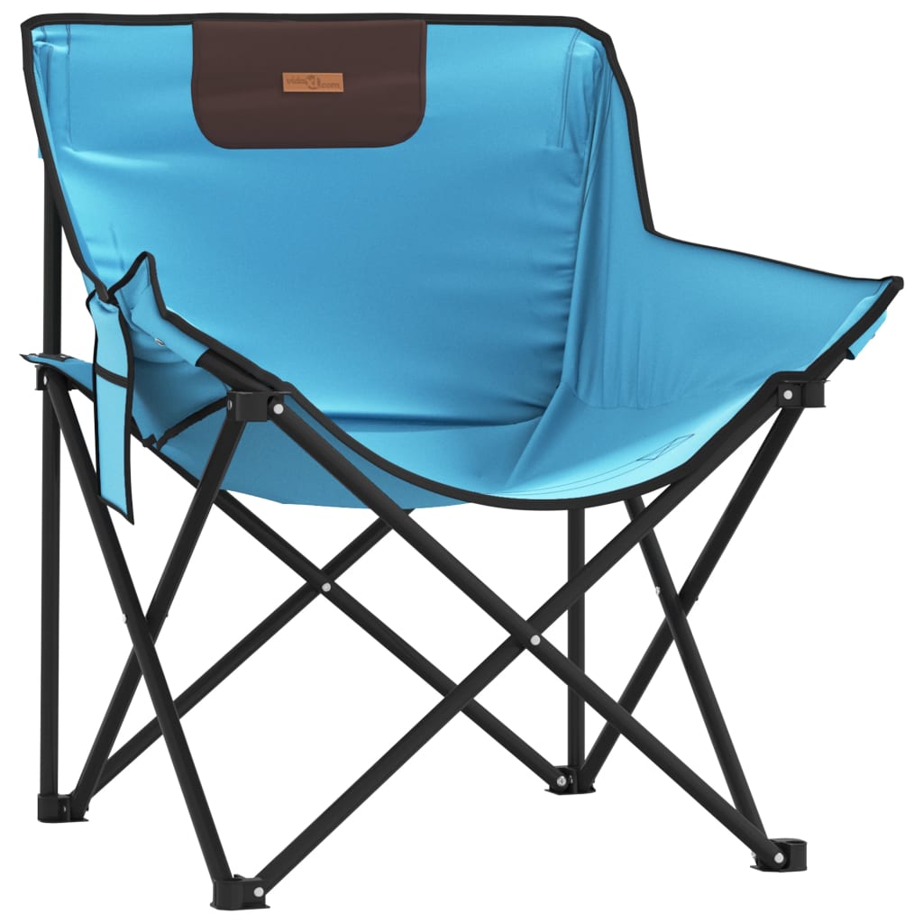 Campingstoelen 2 st met inklapbaar felblauw