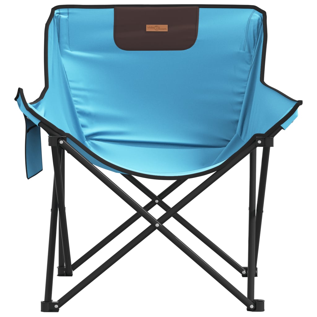 Campingstoelen 2 st met vakje inklapbaar felblauw