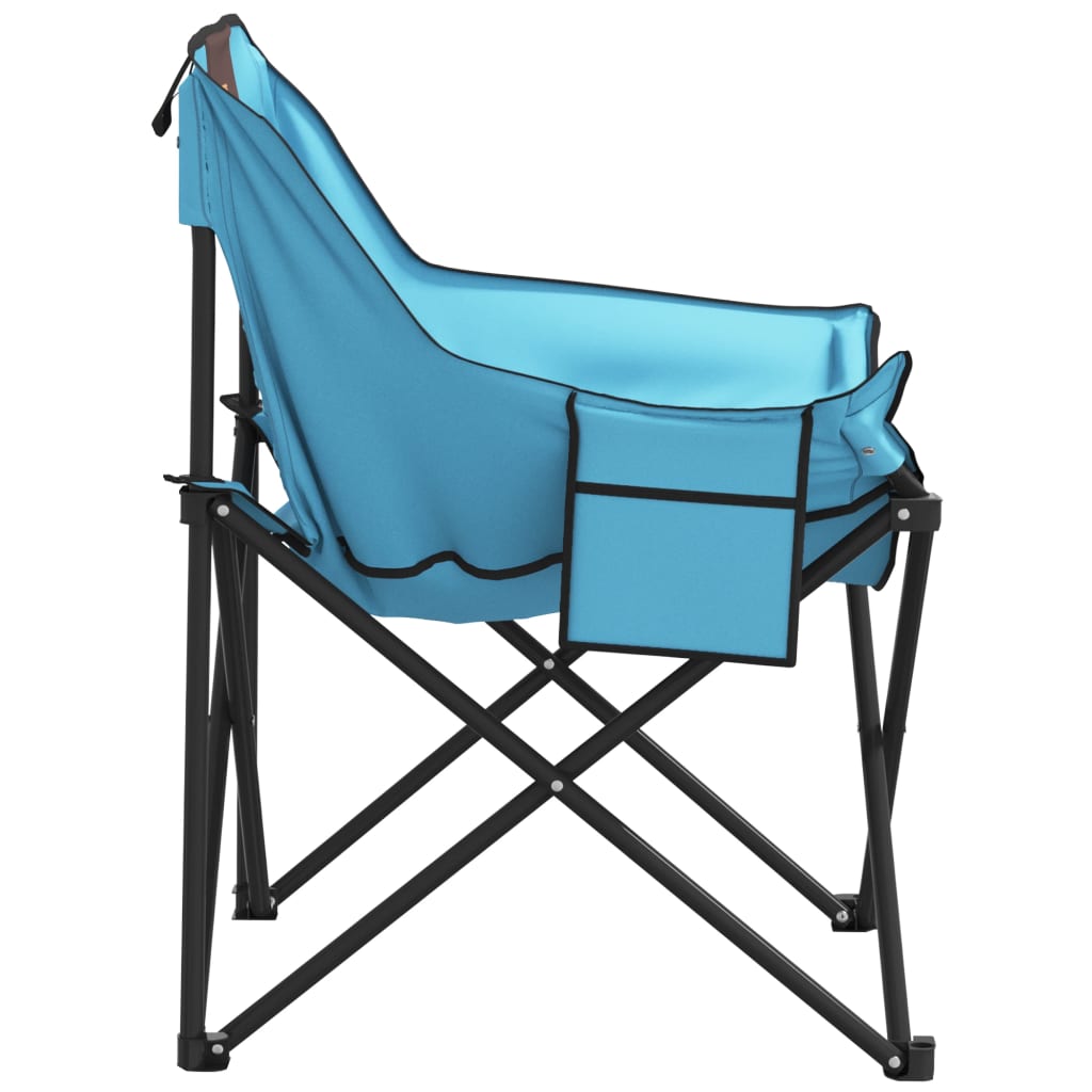 Campingstoelen 2 st met inklapbaar felblauw