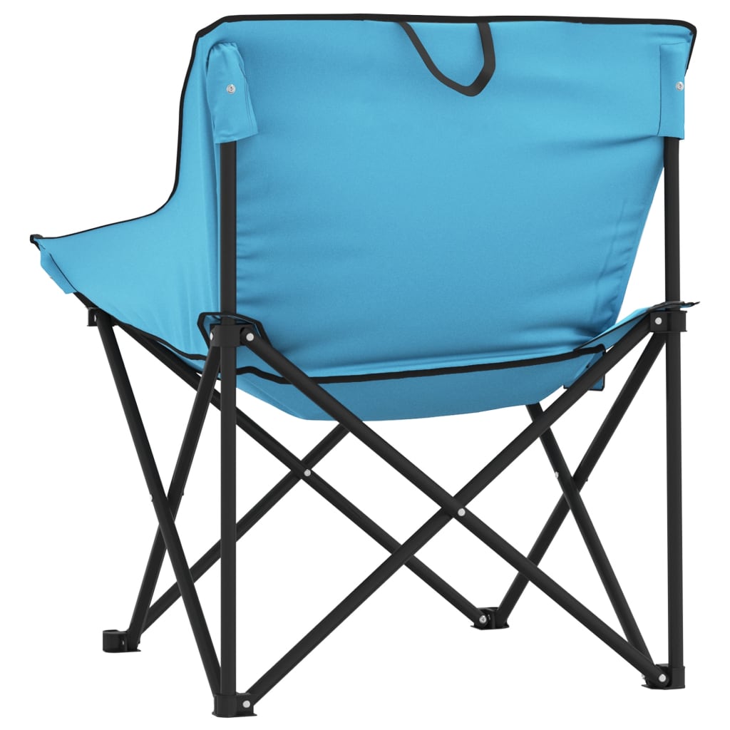 Campingstoelen 2 st met vakje inklapbaar felblauw