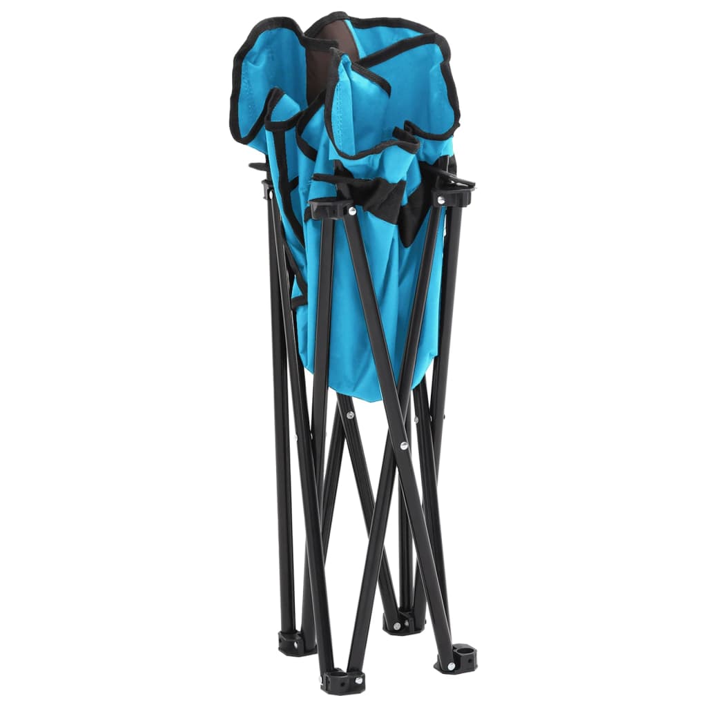 Campingstoelen 2 st met vakje inklapbaar felblauw