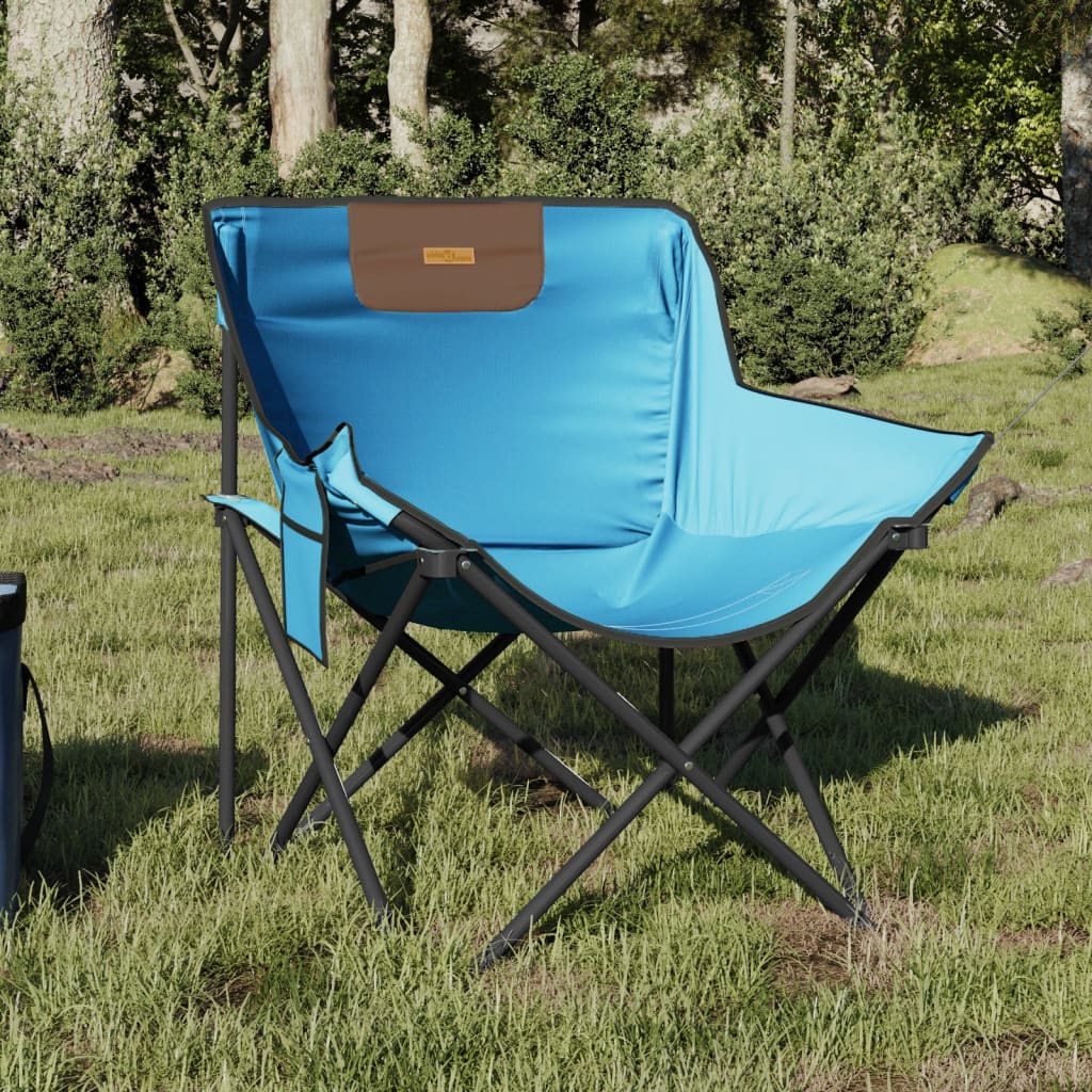 Campingstoelen 2 st met inklapbaar felblauw