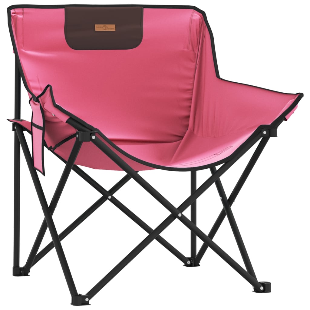 Campingstoelen 2 st met vakje inklapbaar roze