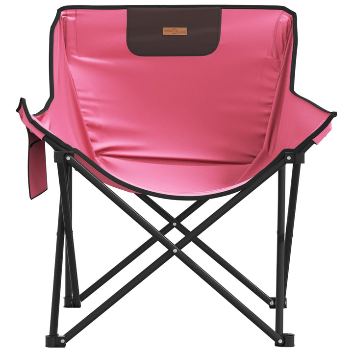 Campingstoelen 2 st met vakje inklapbaar roze