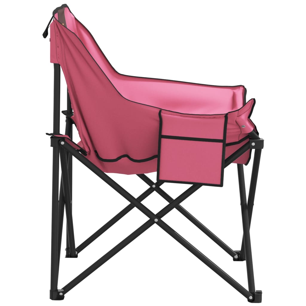 Campingstoelen 2 st met vakje inklapbaar roze