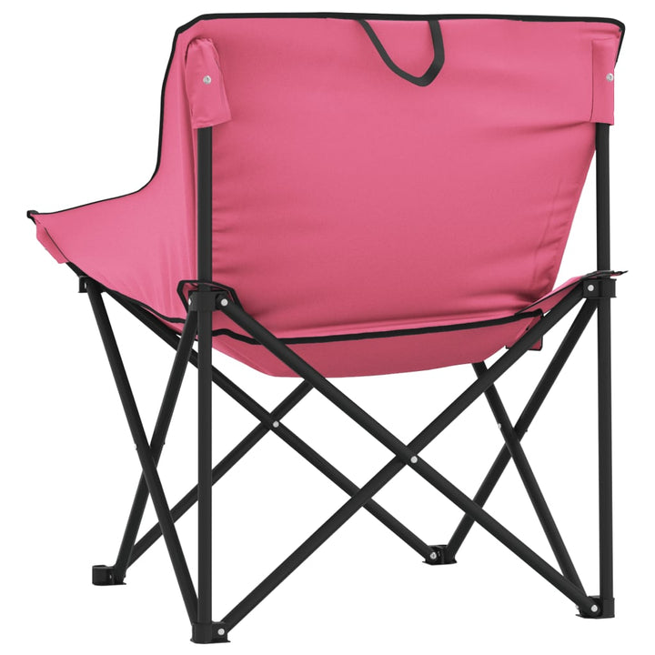 Campingstoelen 2 st met vakje inklapbaar roze