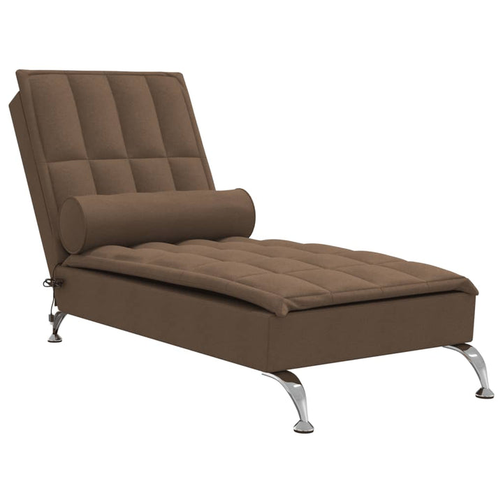 Massage chaise longue met bolster stof bruin