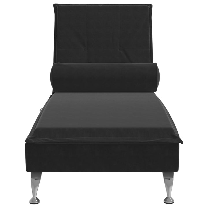 Massage chaise longue met bolster fluweel zwart