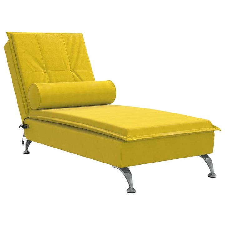 Massage chaise longue met bolster fluweel geel