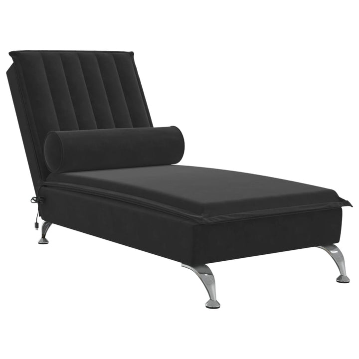 Massage chaise longue met kussen fluweel zwart