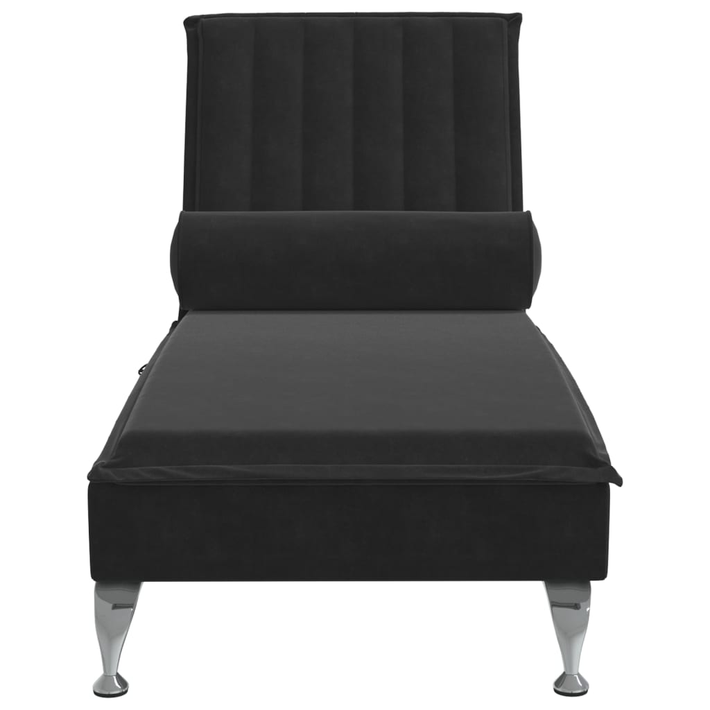 Massage chaise longue met kussen fluweel zwart