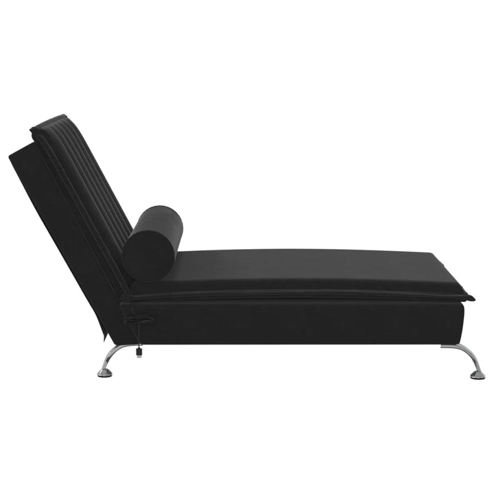 Massage chaise longue met kussen fluweel zwart