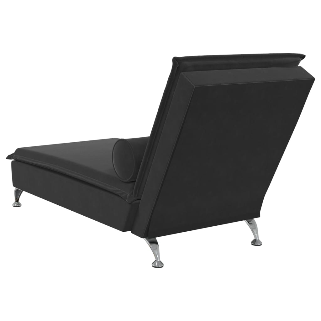 Massage chaise longue met kussen fluweel zwart