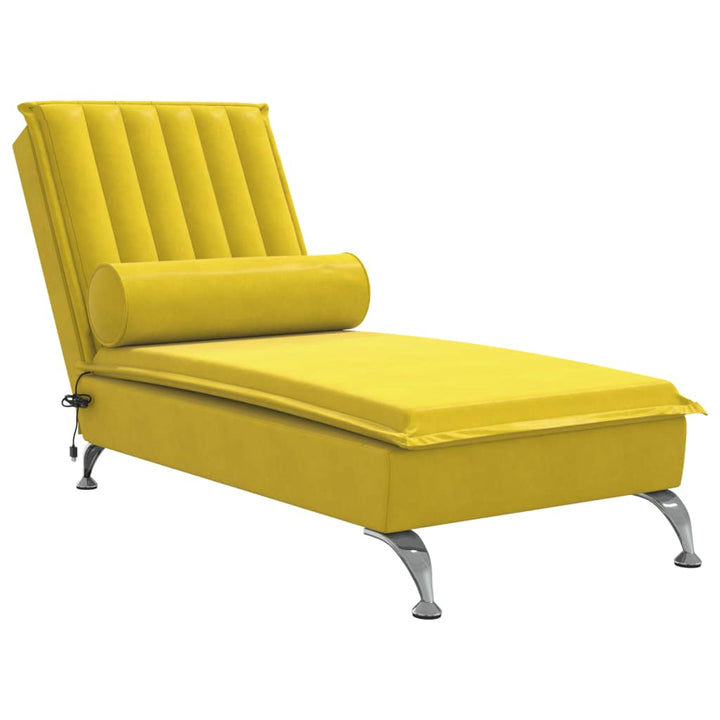 Massage chaise longue met bolster fluweel geel