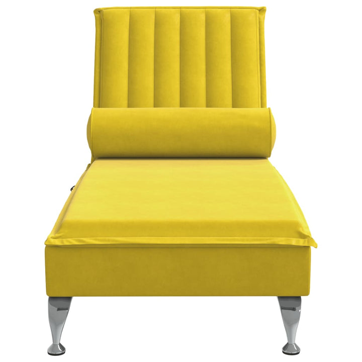 Massage chaise longue met bolster fluweel geel