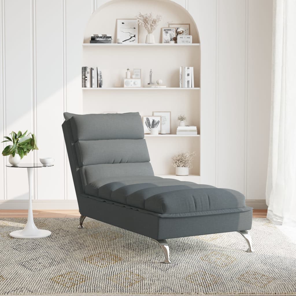 Chaise longue met kussens stof donkergrijs