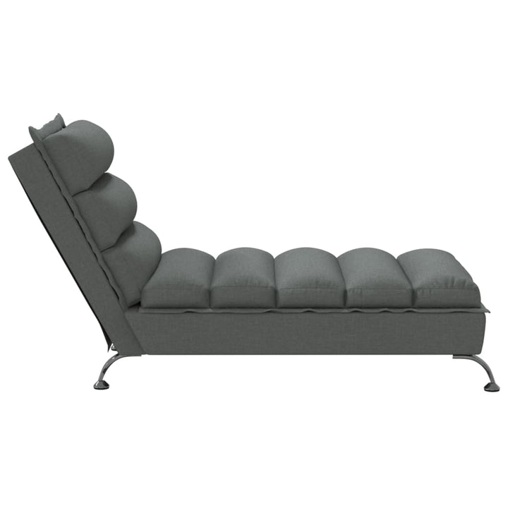 Chaise longue met kussens stof donkergrijs