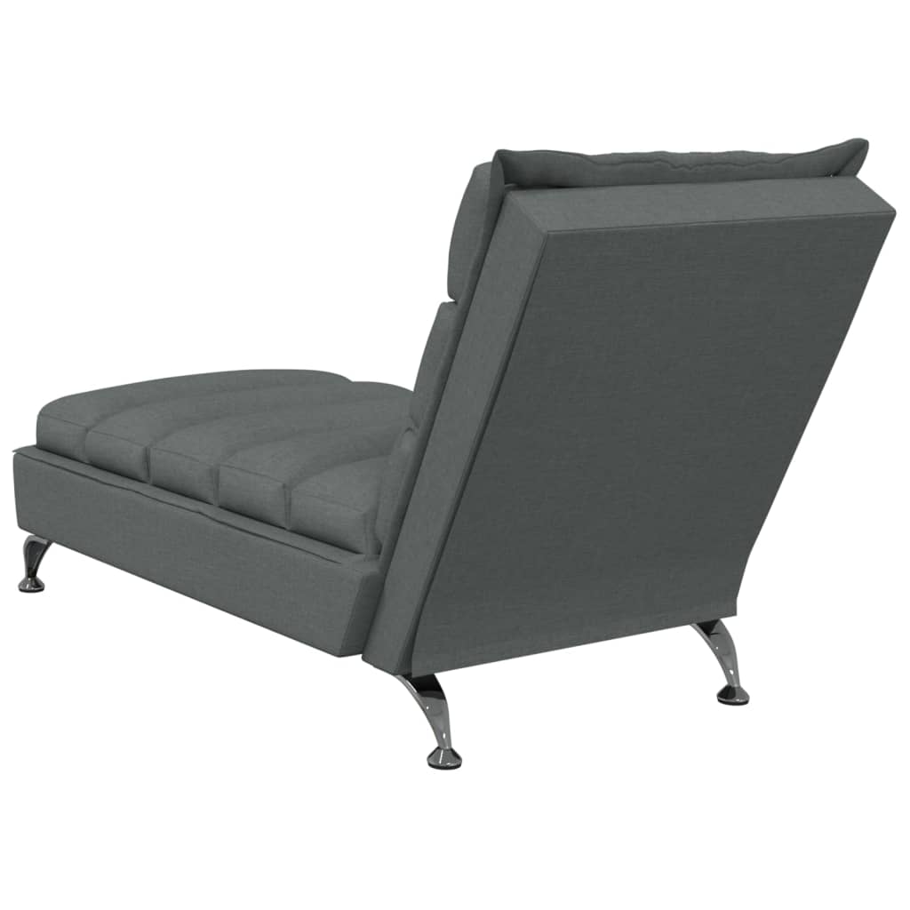 Chaise longue met kussens stof donkergrijs