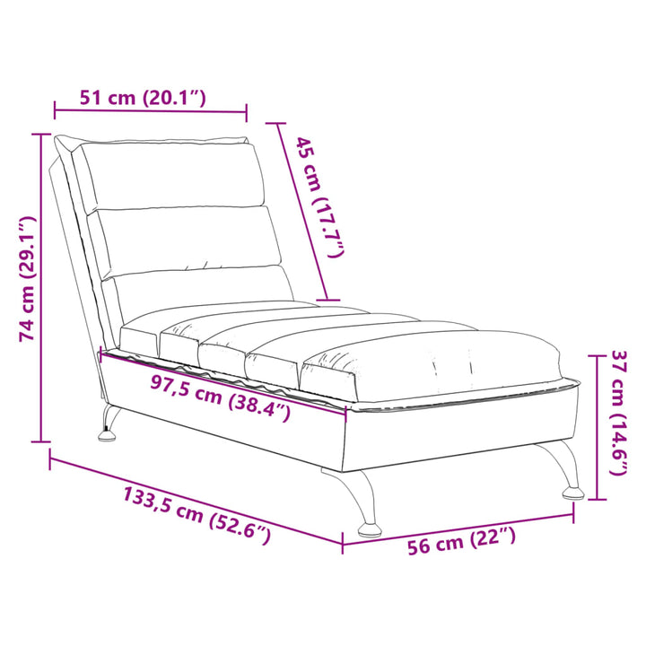 Chaise longue met kussens stof donkergrijs