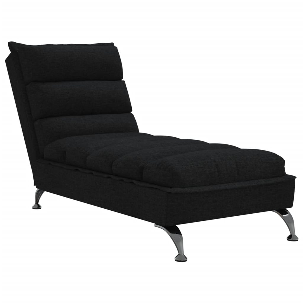 Chaise longue met kussens stof zwart