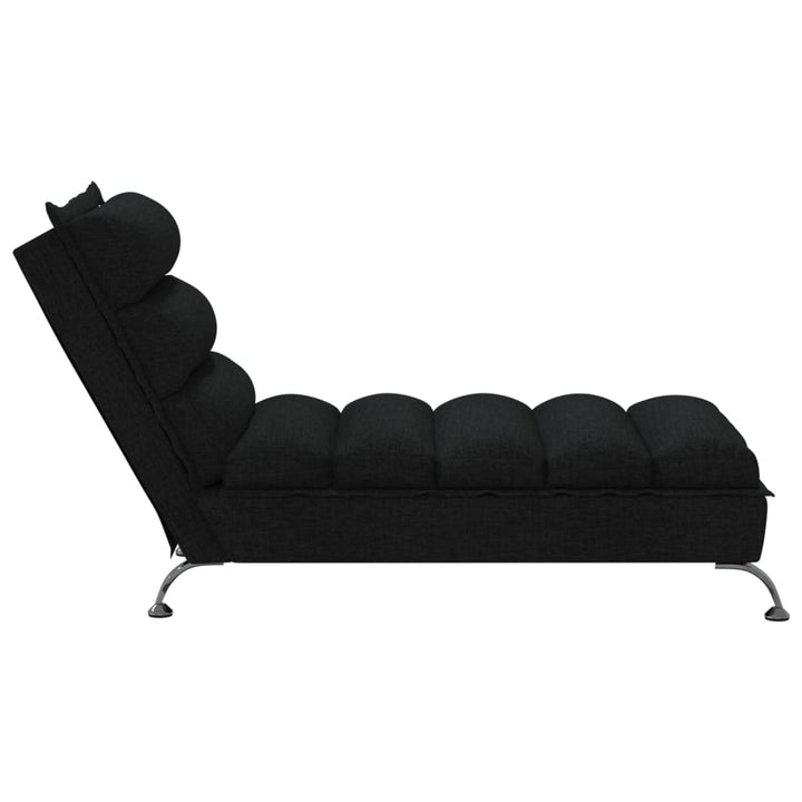 Chaise longue met kussens stof zwart