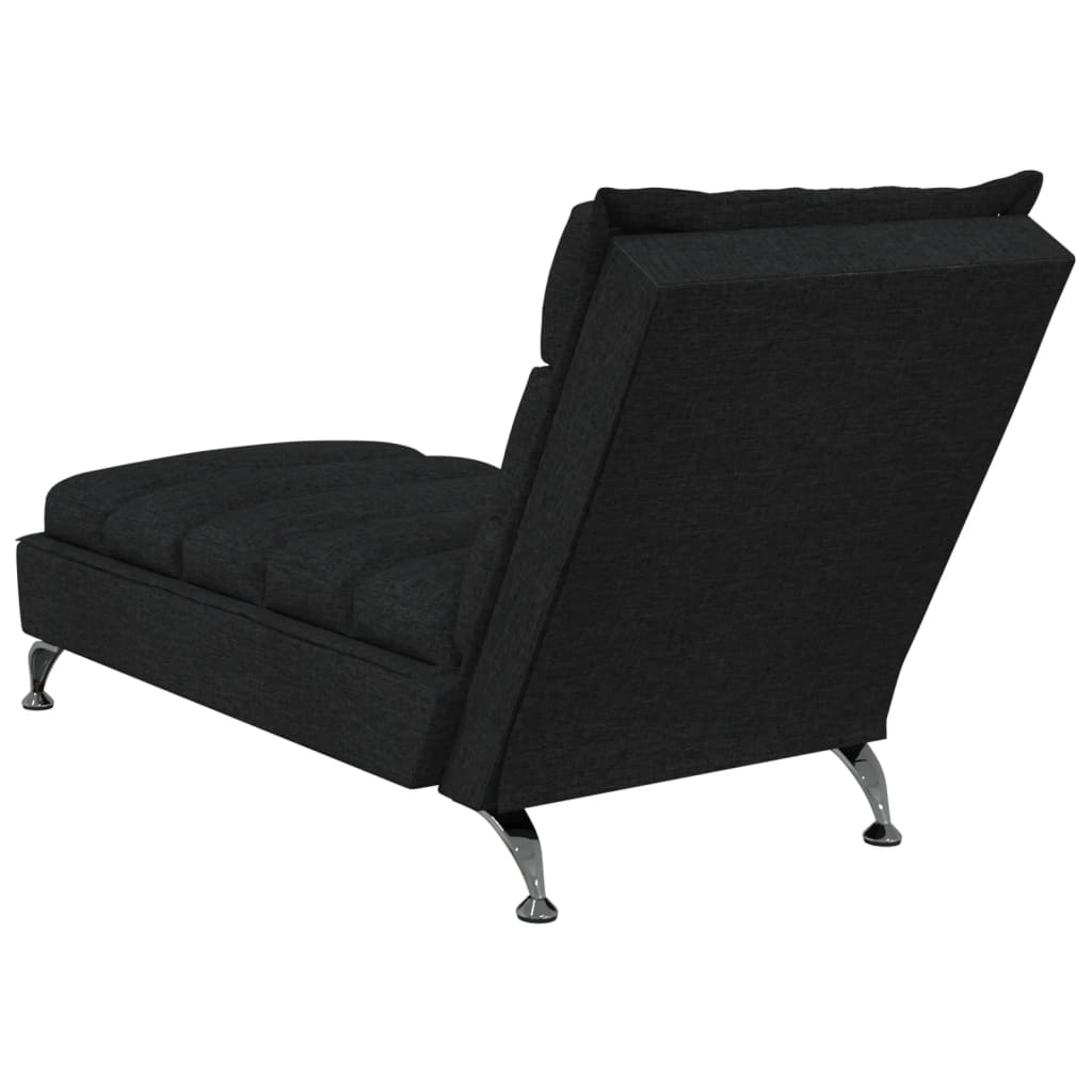 Chaise longue met kussens stof zwart