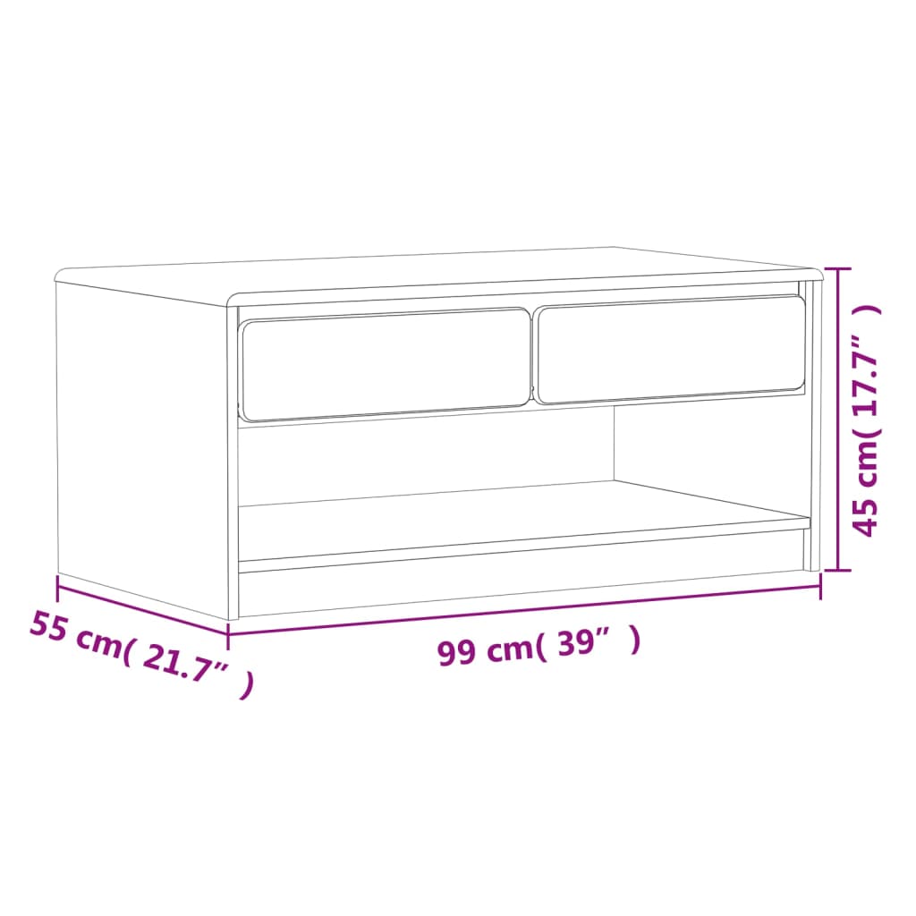 Salontafel SAUDA 99x55x45 cm massief grenenhout eikenkleurig