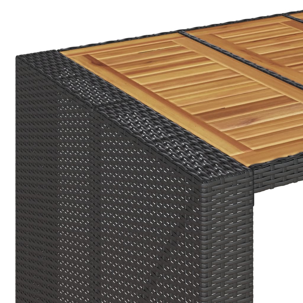 Tuintafel met acaciahouten blad 105x80x110 cm poly rattan zwart