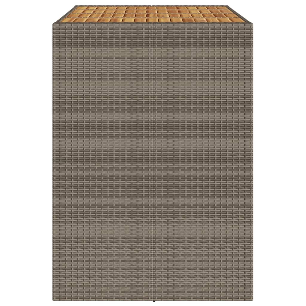 Tuintafel met acaciahouten blad 145x80x110 cm poly rattan grijs