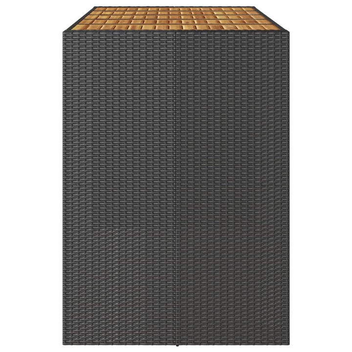 Tuintafel met acaciahouten blad 185x80x110 cm poly rattan zwart
