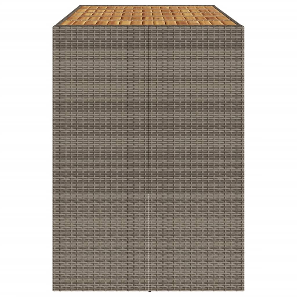Tuintafel met acaciahouten blad 185x80x110 cm poly rattan grijs