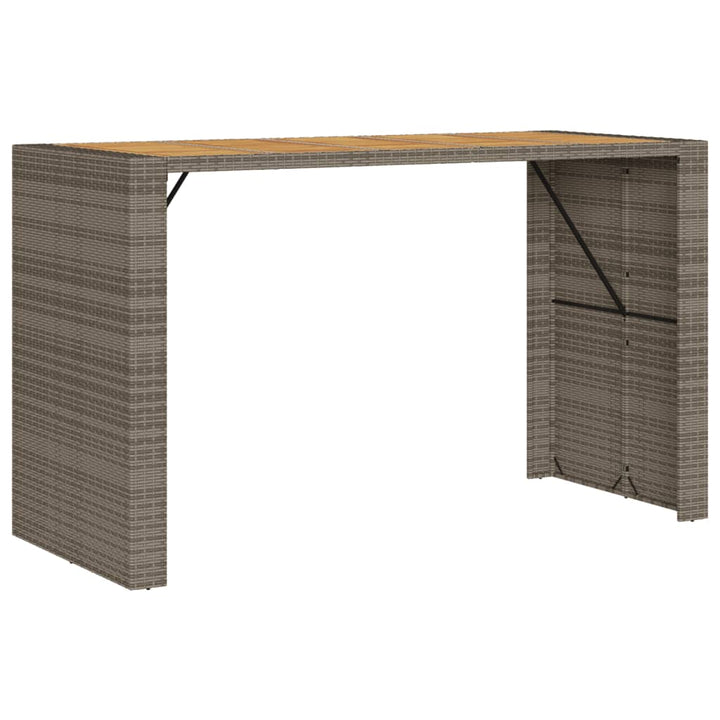 Tuintafel met acaciahouten blad 185x80x110 cm poly rattan grijs