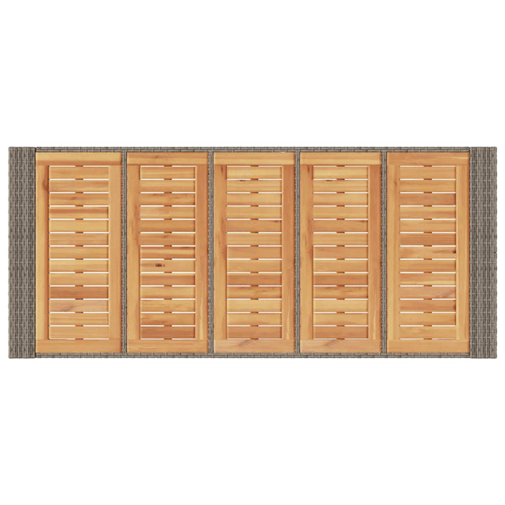 Tuintafel met acaciahouten blad 185x80x110 cm poly rattan grijs