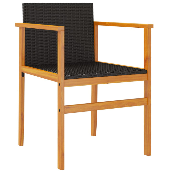 Tuinstoelen 2 st poly rattan en massief hout zwart