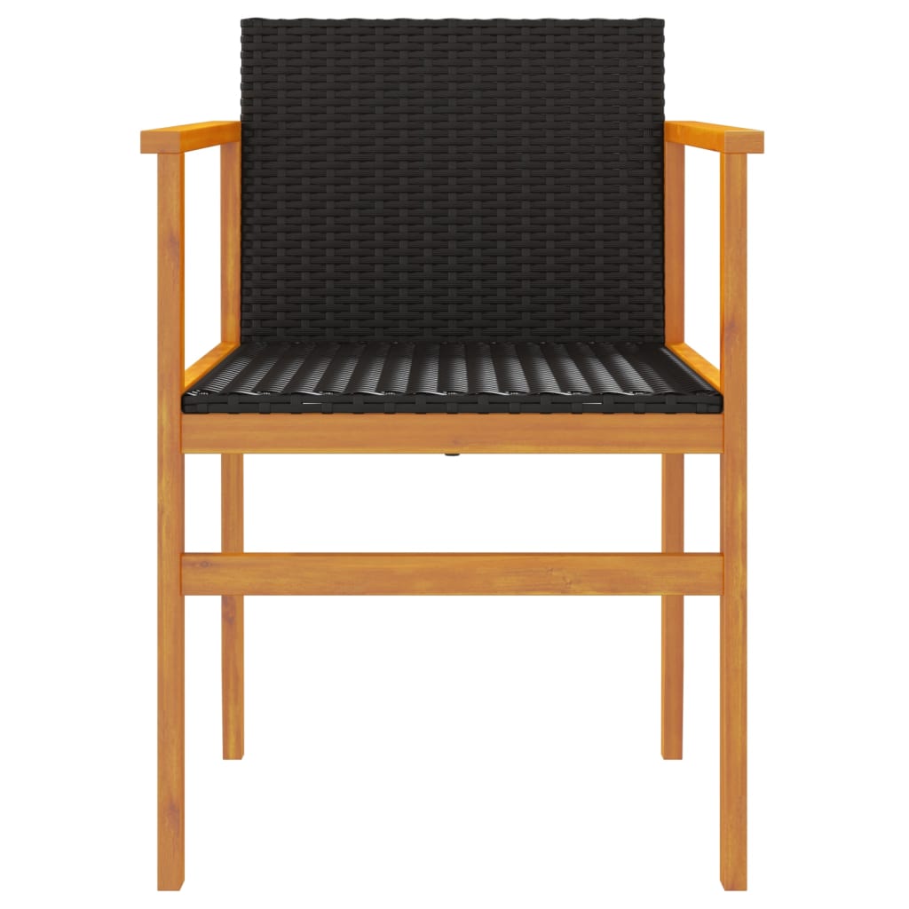 Tuinstoelen 2 st poly rattan en massief hout zwart