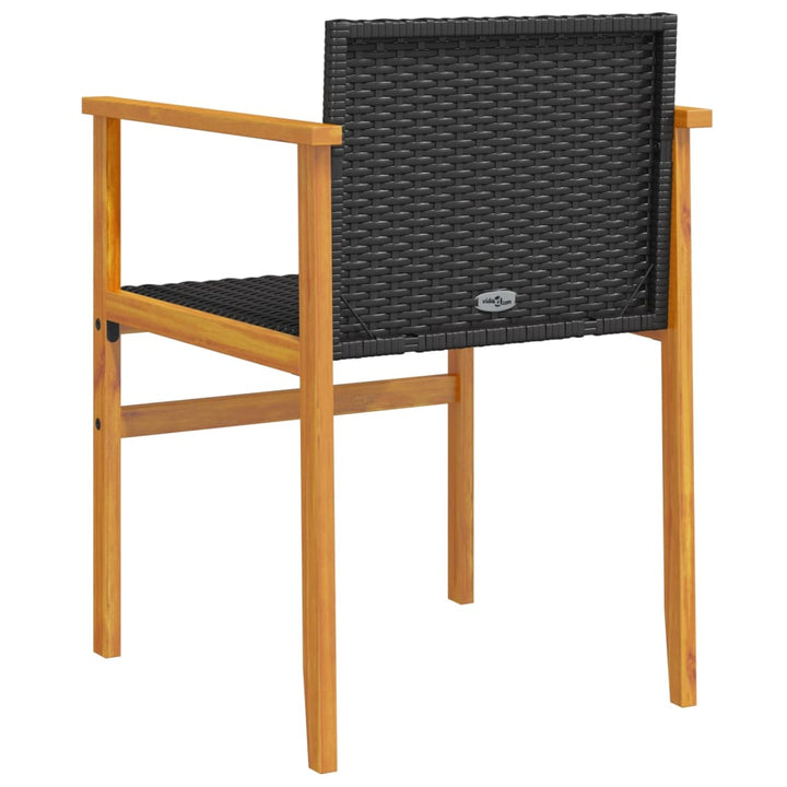 Tuinstoelen 2 st poly rattan en massief hout zwart