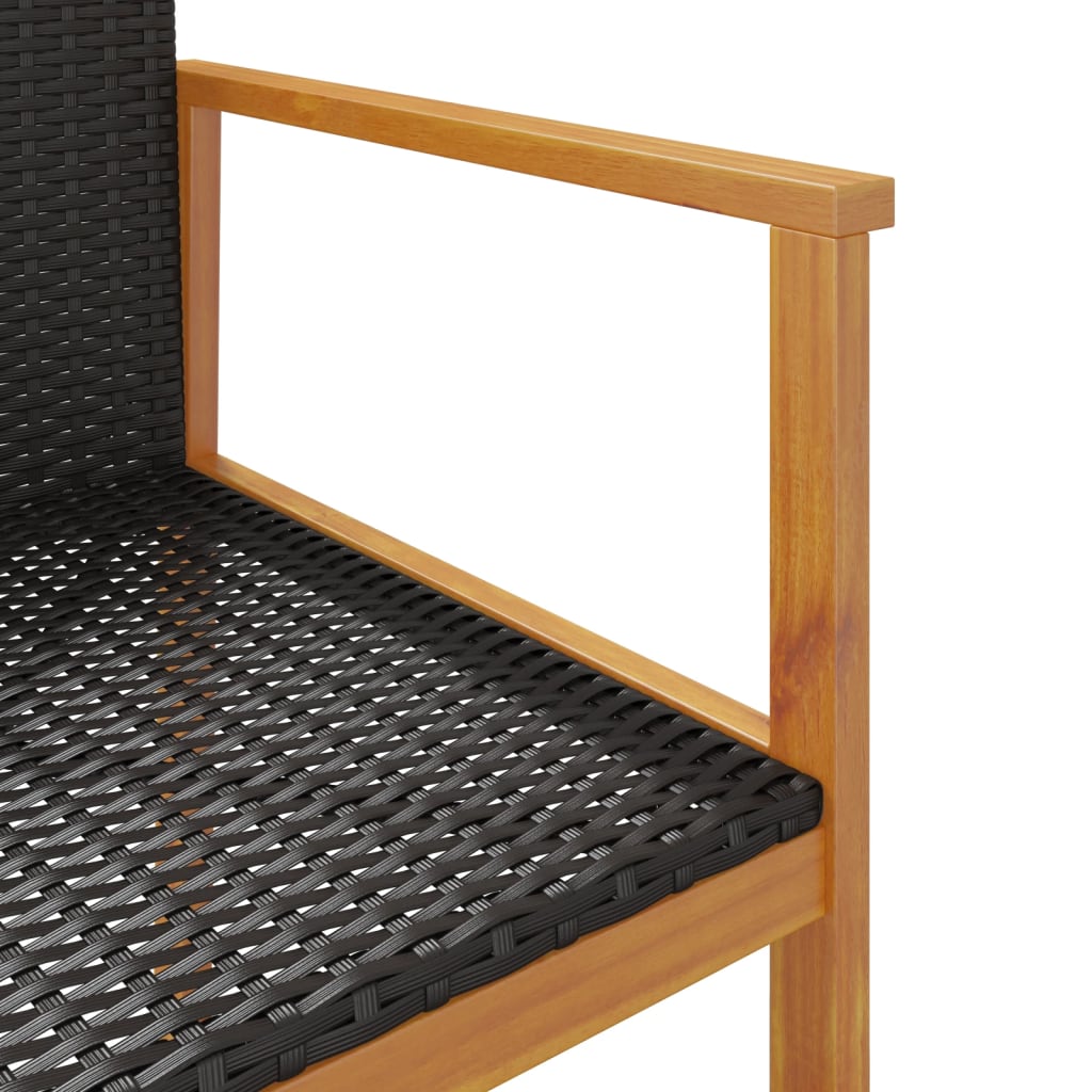 Tuinstoelen 2 st poly rattan en massief hout zwart