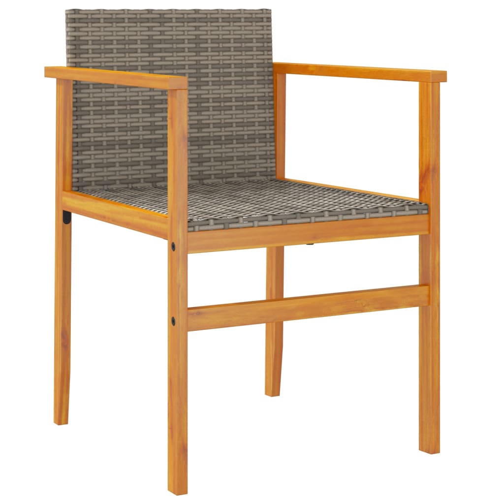 Tuinstoelen 2 st poly rattan en massief hout grijs