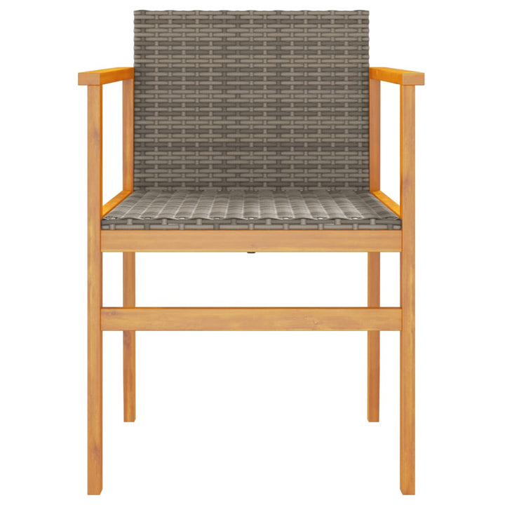 Tuinstoelen 2 st poly rattan en massief hout grijs