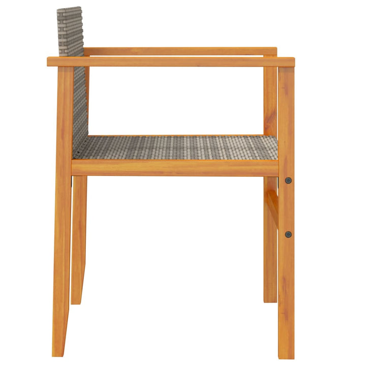 Tuinstoelen 2 st poly rattan en massief hout grijs