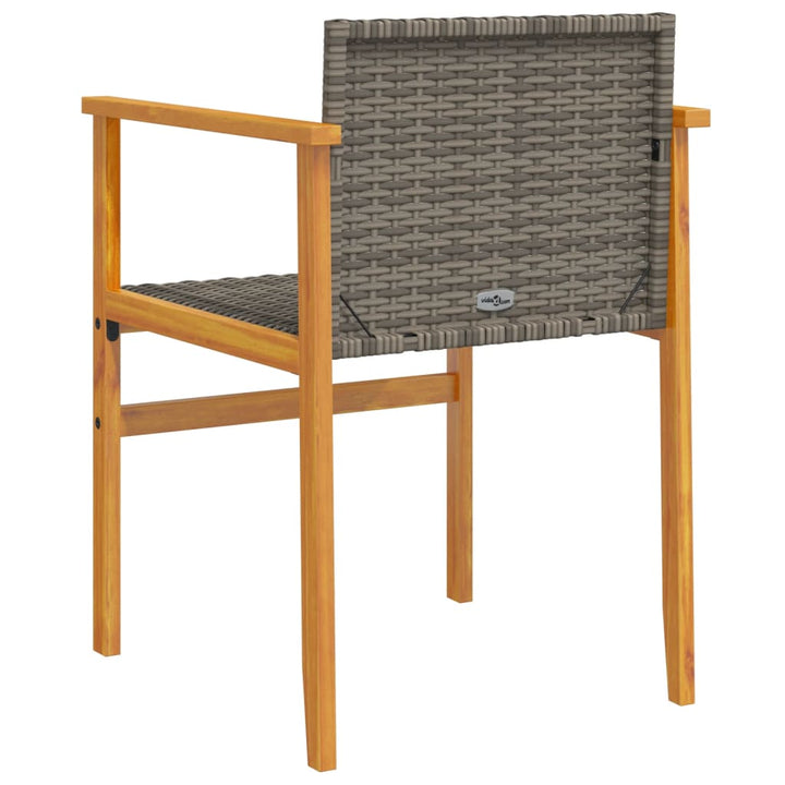 Tuinstoelen 2 st poly rattan en massief hout grijs