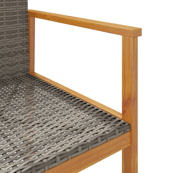 Tuinstoelen 2 st poly rattan en massief hout grijs