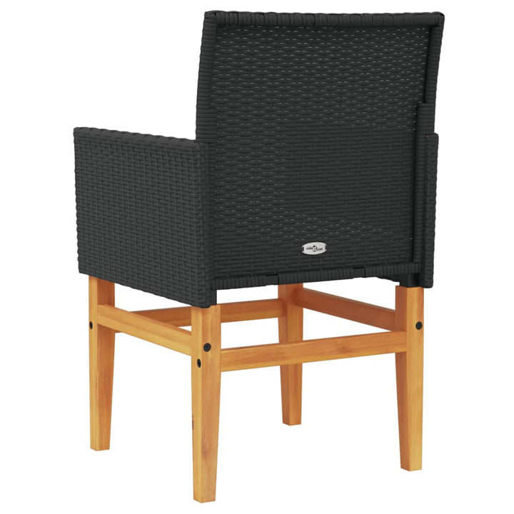 Tuinstoelen 2 st met kussens poly rattan en massief hout zwart