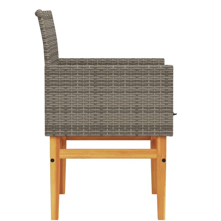 Tuinstoelen 2 st met kussens poly rattan en massief hout grijs